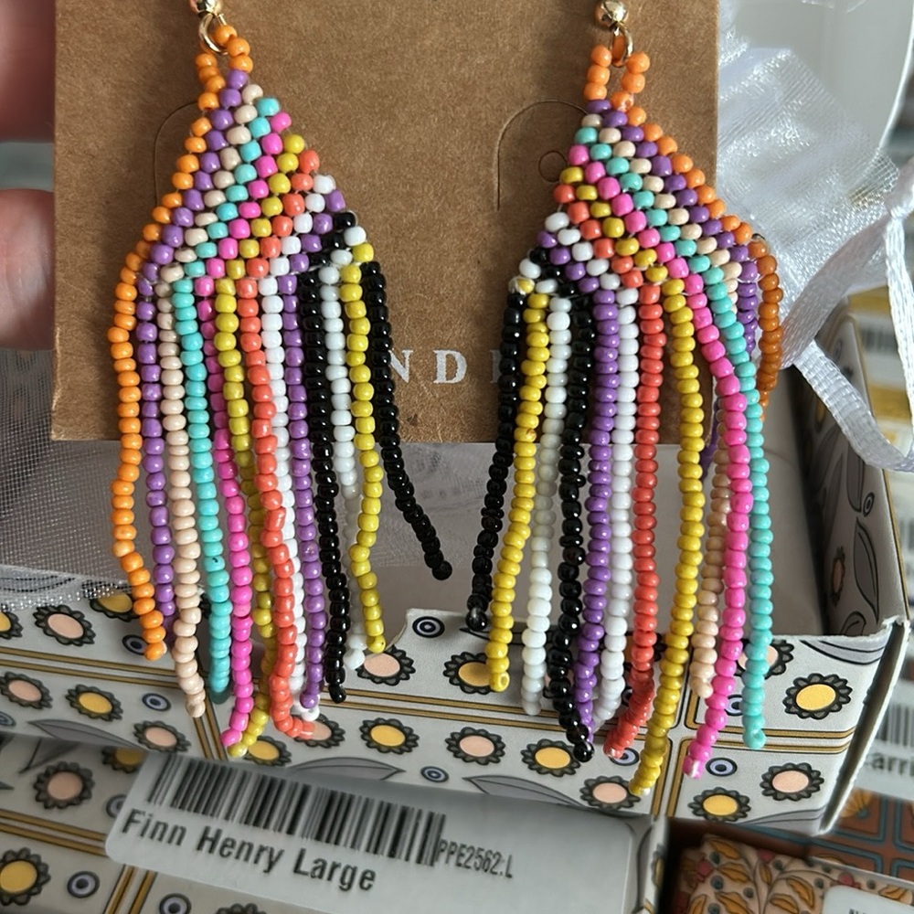Vibrant Orange and Pink Beaded Earrings